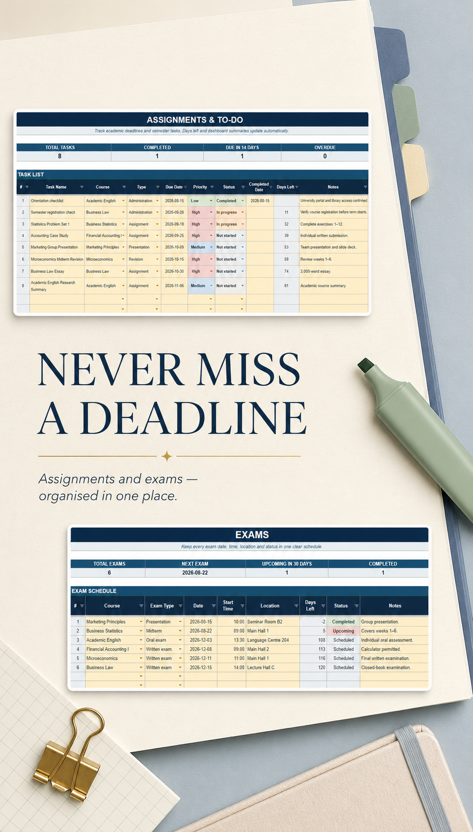 University Semester Planner